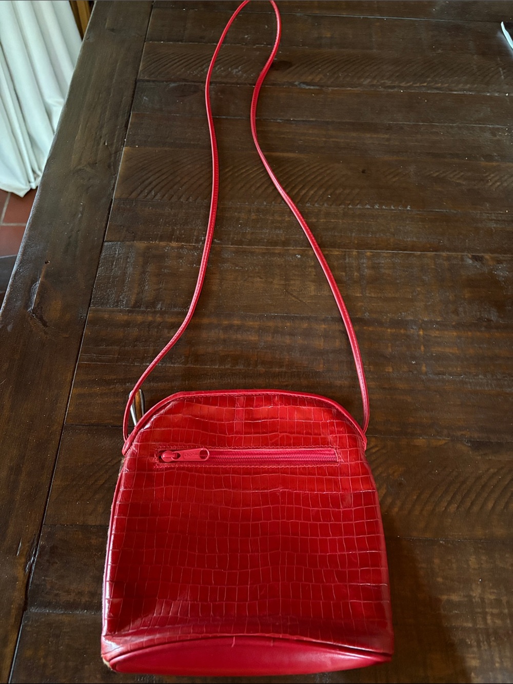 Donald J. Pliner Red Croc-Embossed Crossbody Bag